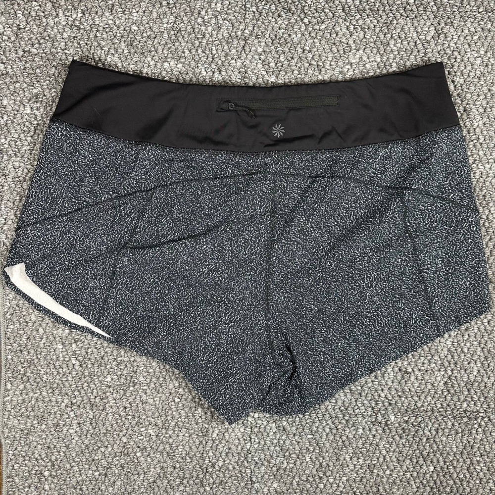 Athleta‎ Run With It 3in Lined Running Shorts Women L Black White